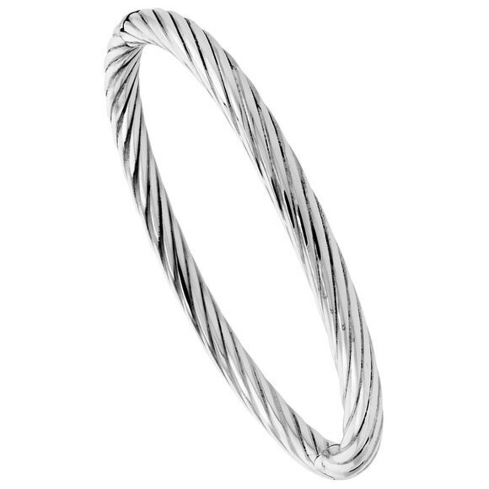 6mm Sterling Silver Bangle Bracelet Twisted Tube High Polished 1/4 inch wide